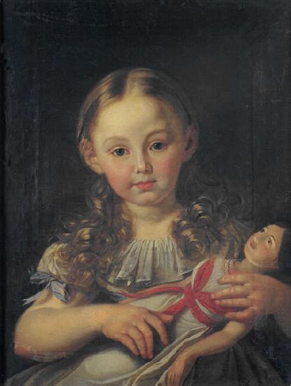 unknow artist Girl with a doll, Sweden oil painting art